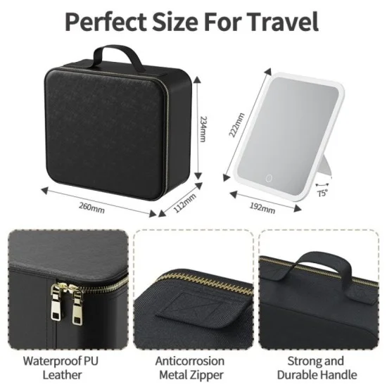 Orca Makeup Bag with Illuminated Mirror - Black